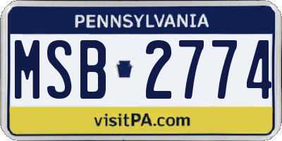 PA license plate MSB2774