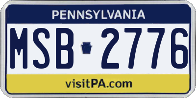 PA license plate MSB2776