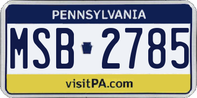 PA license plate MSB2785