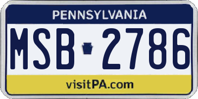 PA license plate MSB2786