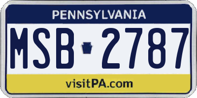 PA license plate MSB2787