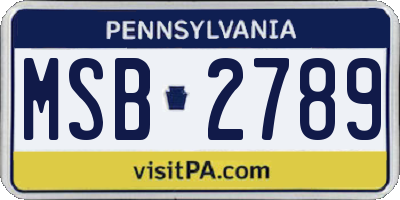PA license plate MSB2789