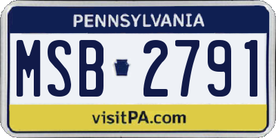 PA license plate MSB2791