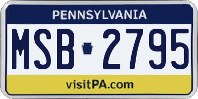 PA license plate MSB2795