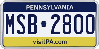 PA license plate MSB2800