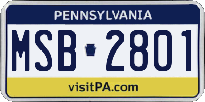 PA license plate MSB2801