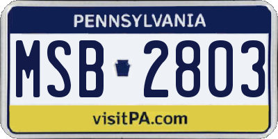 PA license plate MSB2803