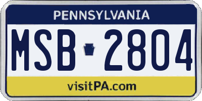 PA license plate MSB2804