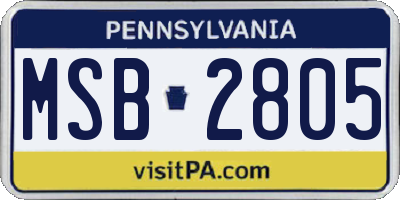 PA license plate MSB2805
