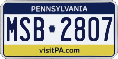 PA license plate MSB2807