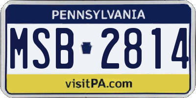 PA license plate MSB2814