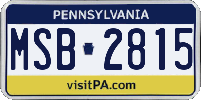 PA license plate MSB2815