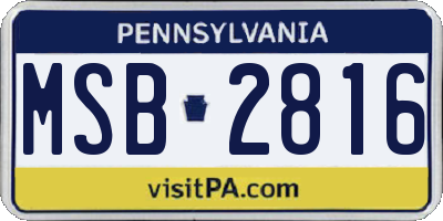 PA license plate MSB2816