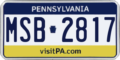 PA license plate MSB2817