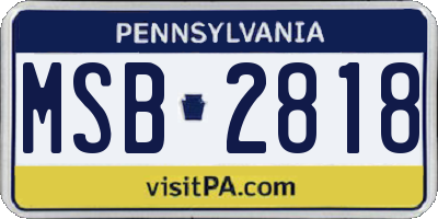 PA license plate MSB2818