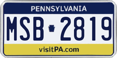 PA license plate MSB2819