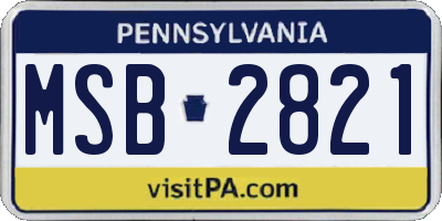 PA license plate MSB2821