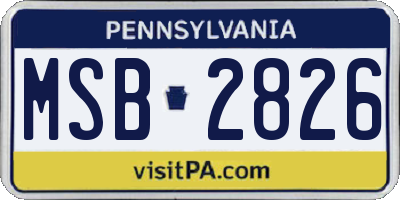 PA license plate MSB2826
