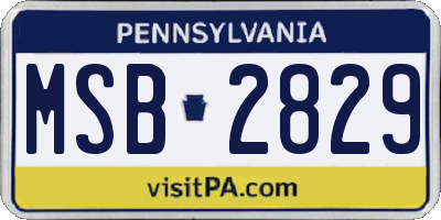 PA license plate MSB2829