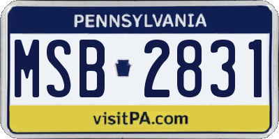 PA license plate MSB2831