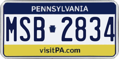 PA license plate MSB2834