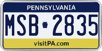 PA license plate MSB2835