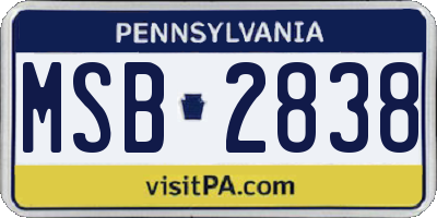 PA license plate MSB2838