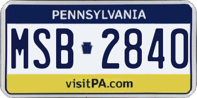 PA license plate MSB2840