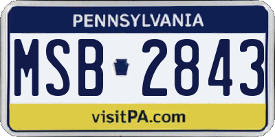 PA license plate MSB2843