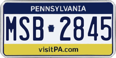 PA license plate MSB2845
