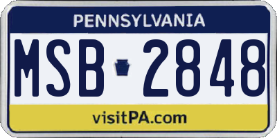 PA license plate MSB2848
