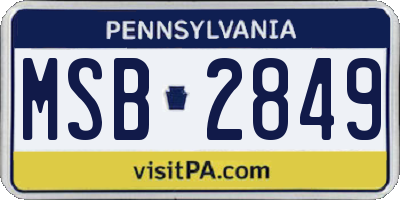 PA license plate MSB2849
