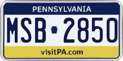 PA license plate MSB2850