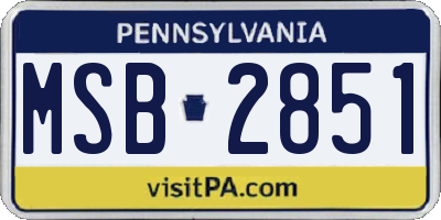 PA license plate MSB2851