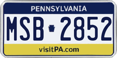 PA license plate MSB2852