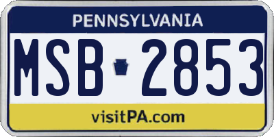 PA license plate MSB2853