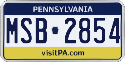 PA license plate MSB2854