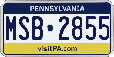 PA license plate MSB2855