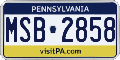 PA license plate MSB2858