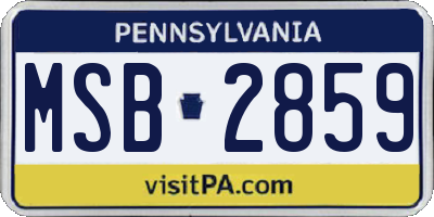 PA license plate MSB2859