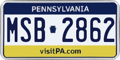 PA license plate MSB2862