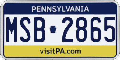 PA license plate MSB2865
