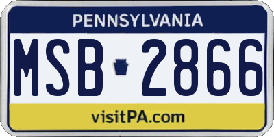 PA license plate MSB2866