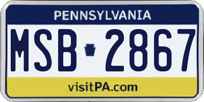 PA license plate MSB2867