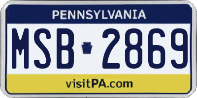 PA license plate MSB2869