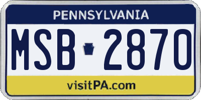 PA license plate MSB2870