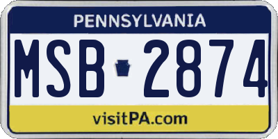 PA license plate MSB2874