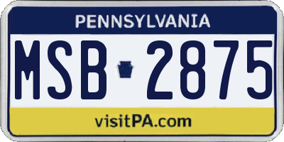 PA license plate MSB2875