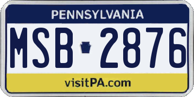PA license plate MSB2876