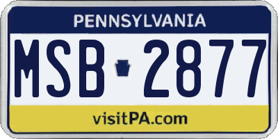 PA license plate MSB2877